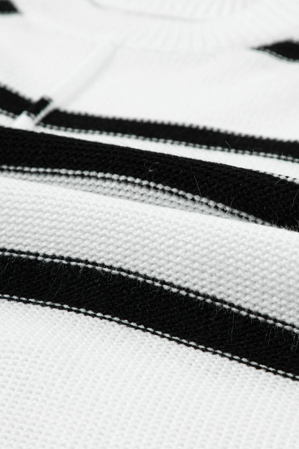 White Striped Batwing Sleeve Sweater Top
