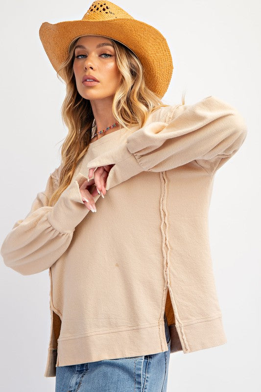 Washed Ribbed Knit Pullover