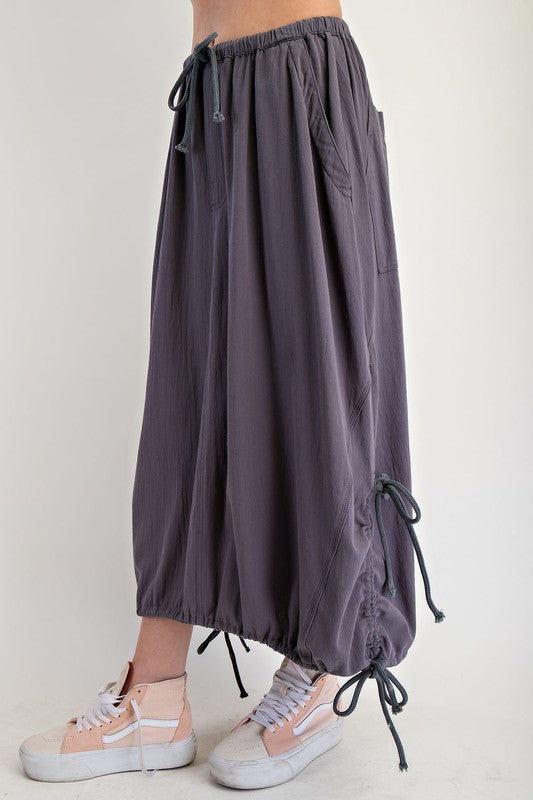Washed Twill Maxi Skirt