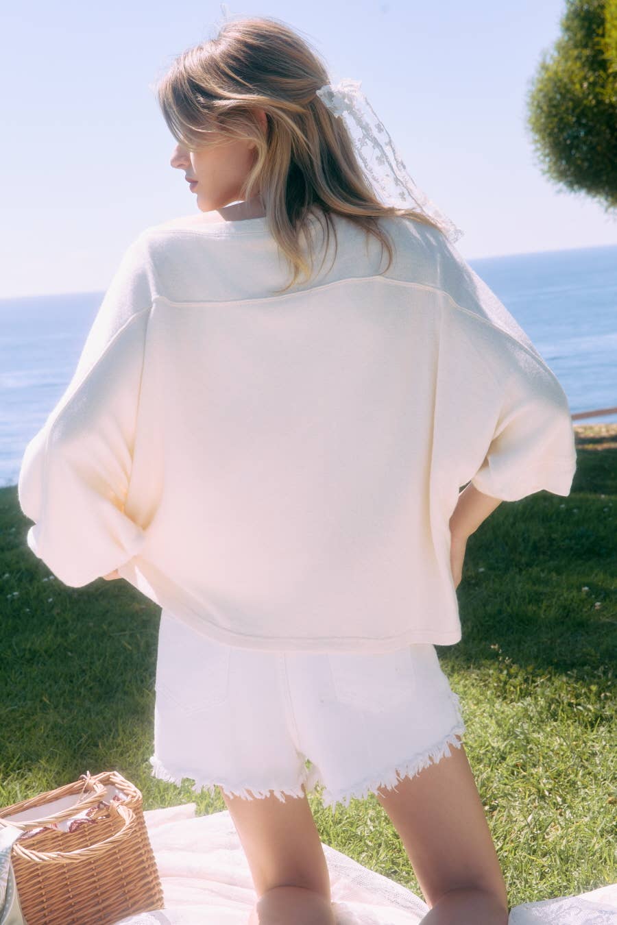 Soft Knit Loose-fit Pullover Top: Ivory