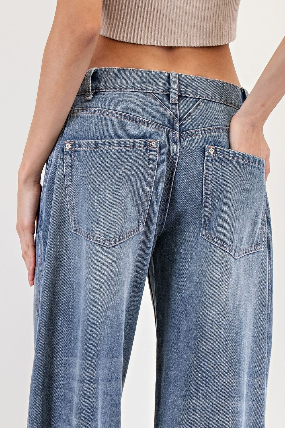 Mineral Washed Cuffed Jeans