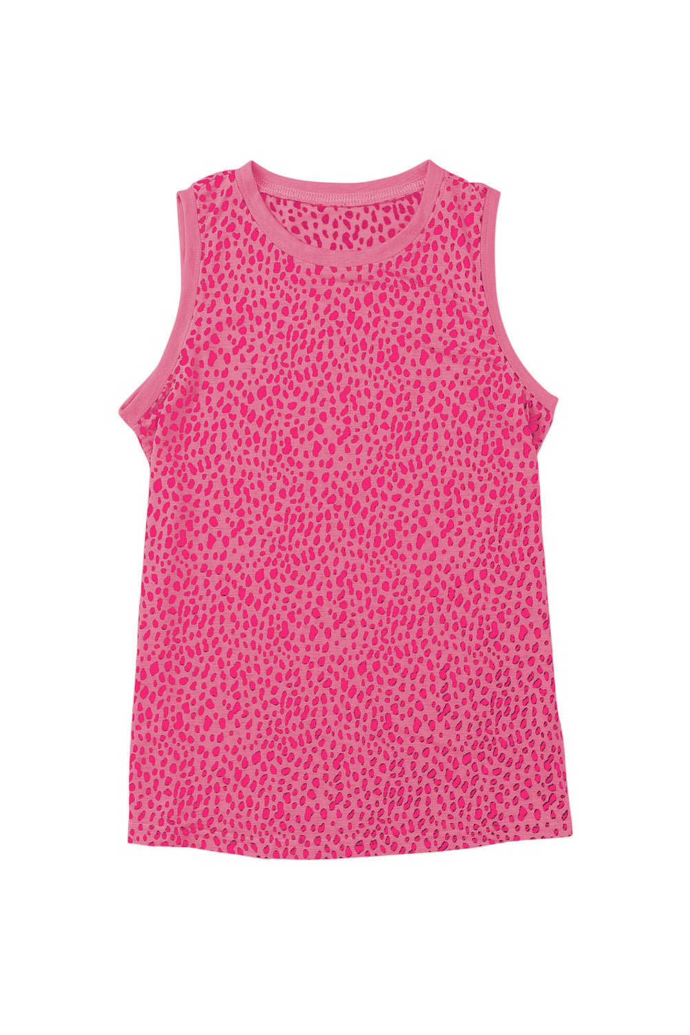 Leopard Print Round Neck Tank Top