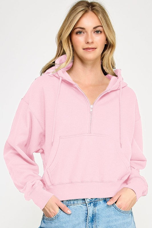 Baby Pink Half Zip Hoodie
