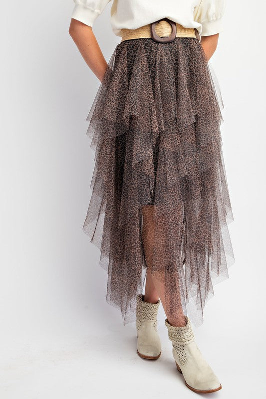 Animal Print Power Mesh Ballerina Skirt
