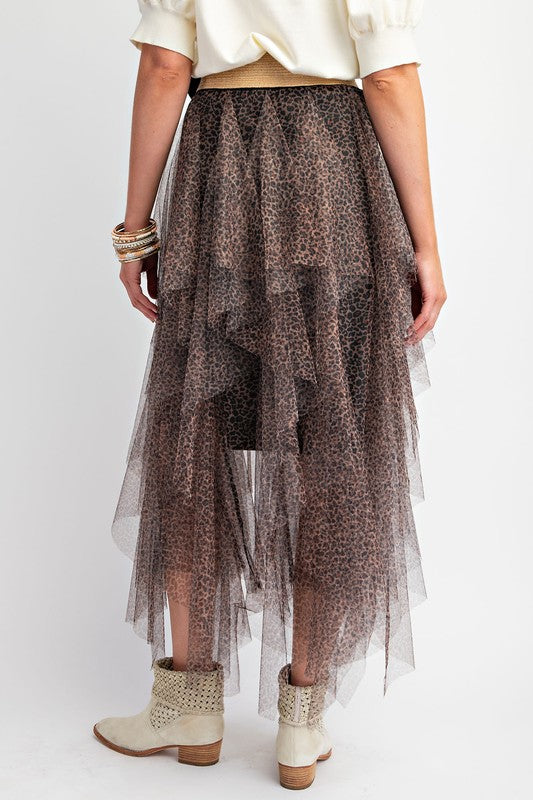 Animal Print Power Mesh Ballerina Skirt