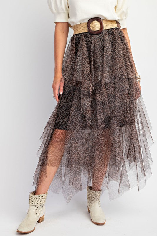 Animal Print Power Mesh Ballerina Skirt