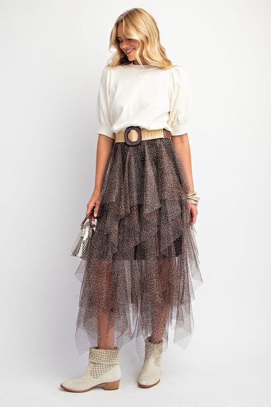Animal Print Power Mesh Ballerina Skirt