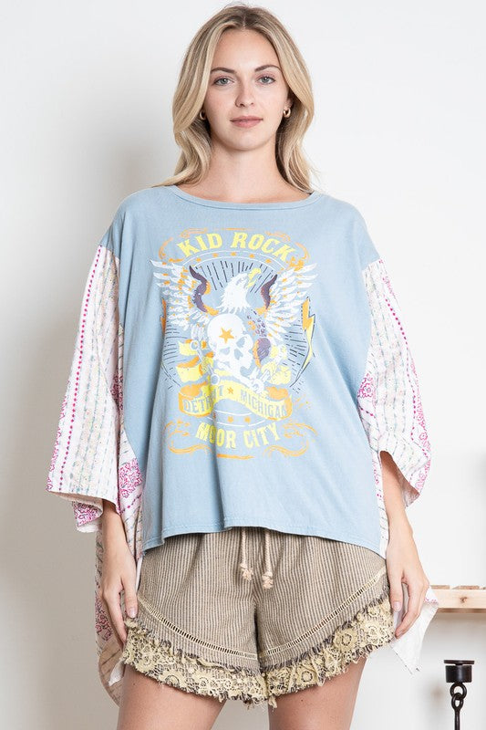 Kid Rock Graphic Poncho Sleeve Top