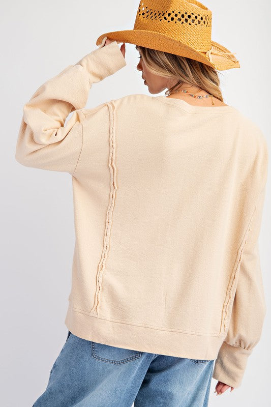 Washed Ribbed Knit Pullover