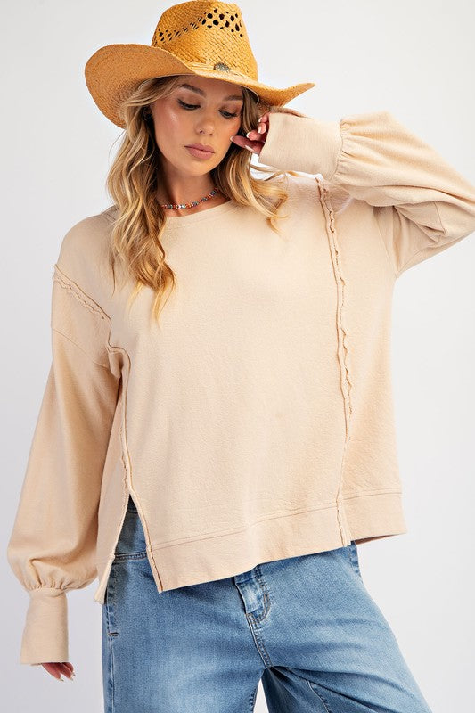 Washed Ribbed Knit Pullover