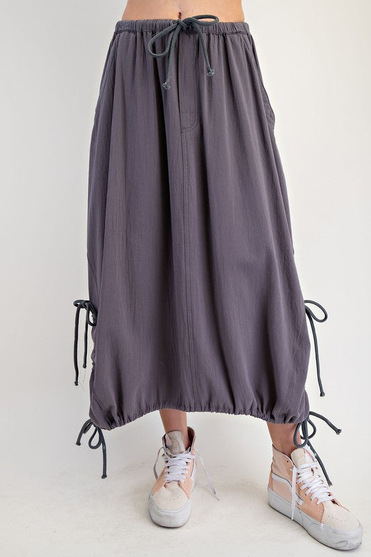 Washed Twill Maxi Skirt