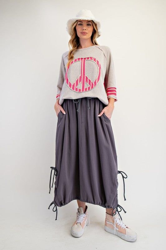 Washed Twill Maxi Skirt