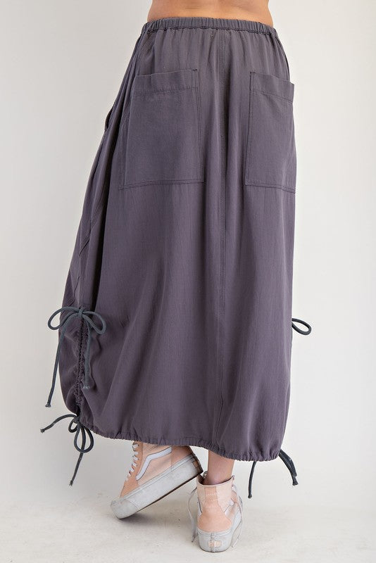 Washed Twill Maxi Skirt