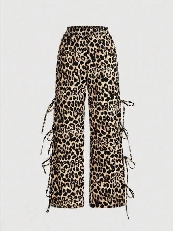 Leopard Print Side Tie Pants