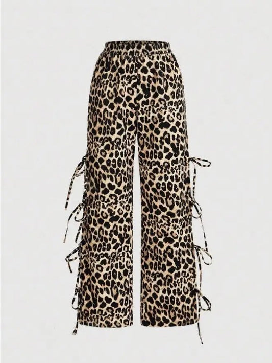 Leopard Print Side Tie Pants