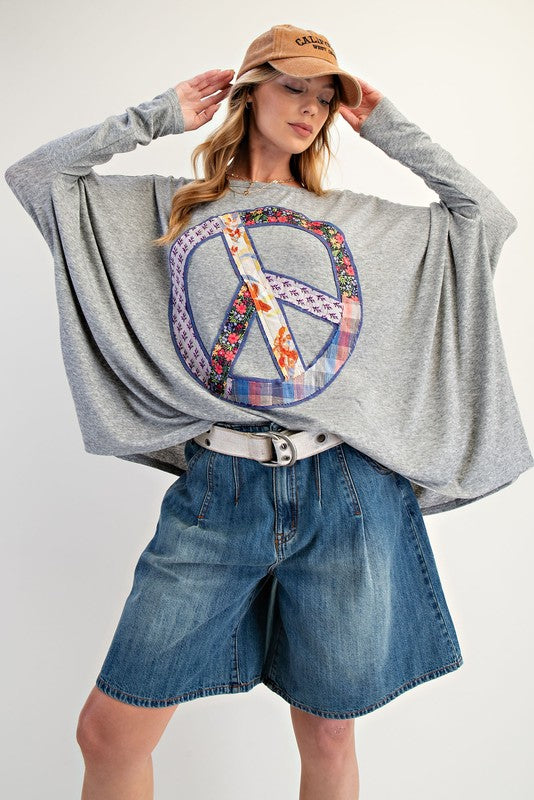 Peace Patch Knit Oversized Tunic