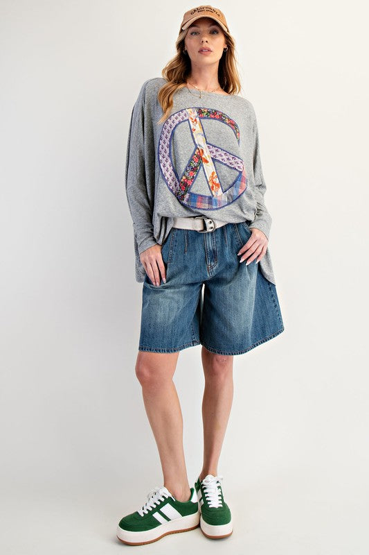 Peace Patch Knit Oversized Tunic