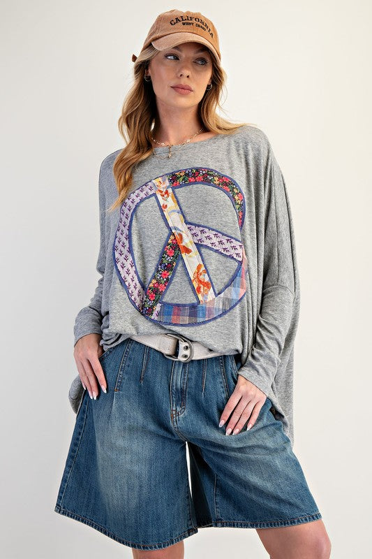 Peace Patch Knit Oversized Tunic