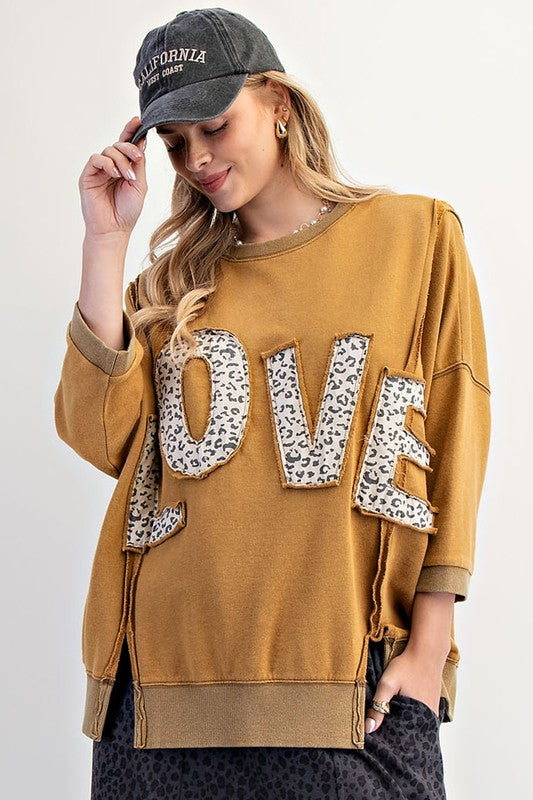 Love Patch Washed Terry Pullover