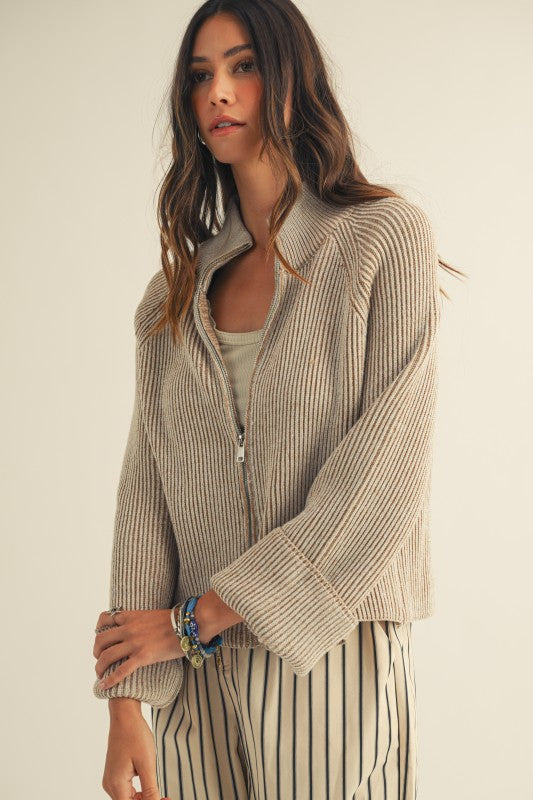 Zipper Knit Cardigan