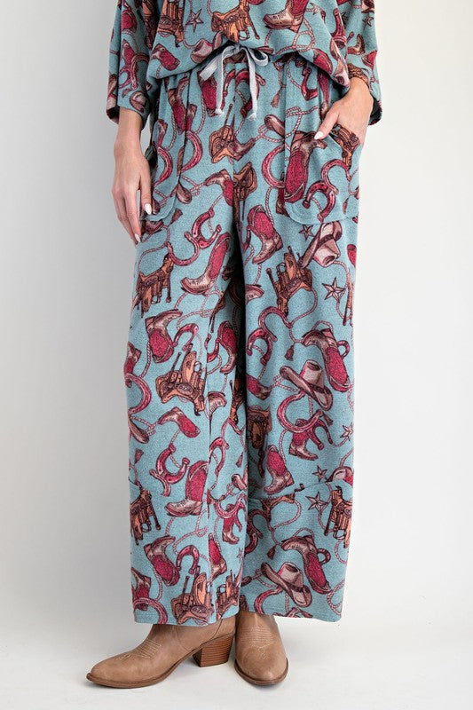 Western Printed Brushed Hacci Pants