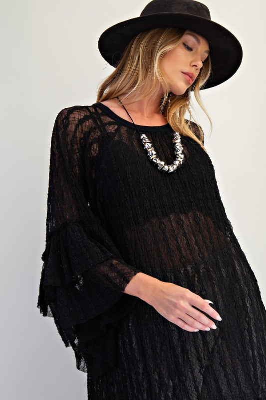 Sheer Lace Tunic Top