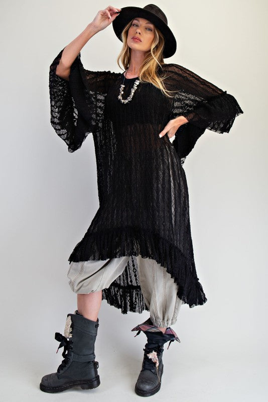 Sheer Lace Tunic Top