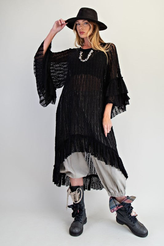 Sheer Lace Tunic Top