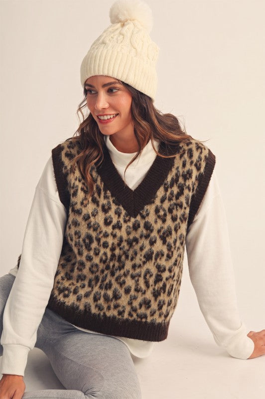 Leopard Fuzzy Sweater Vest