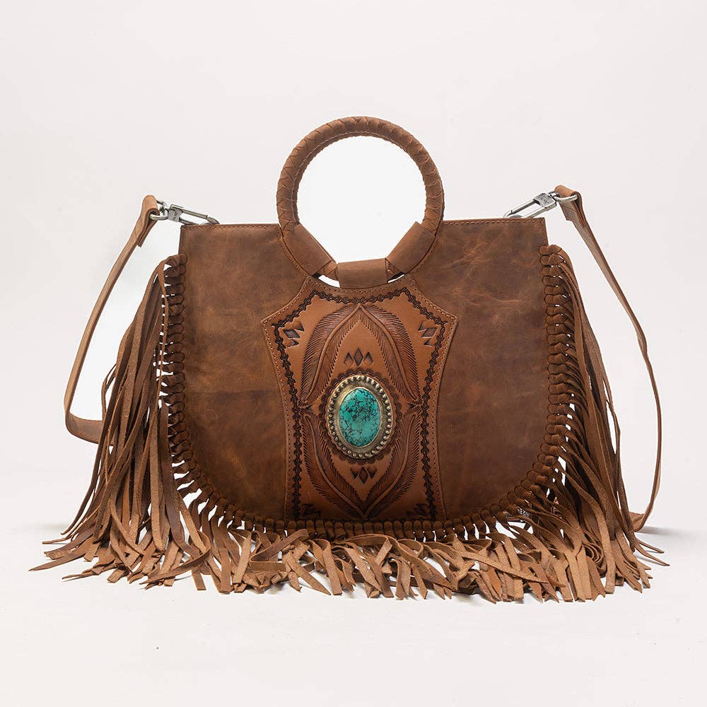 Sedona Tassle Bag In Saddle Brown