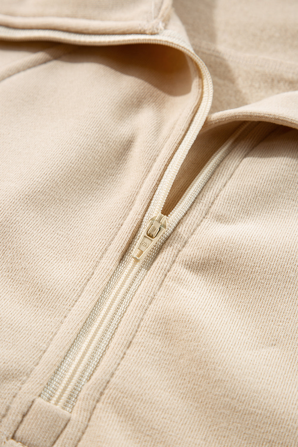 Bonbon Fleece Lined Zip Up Stand Collar Thumbhole Sleeve Sweatshirt