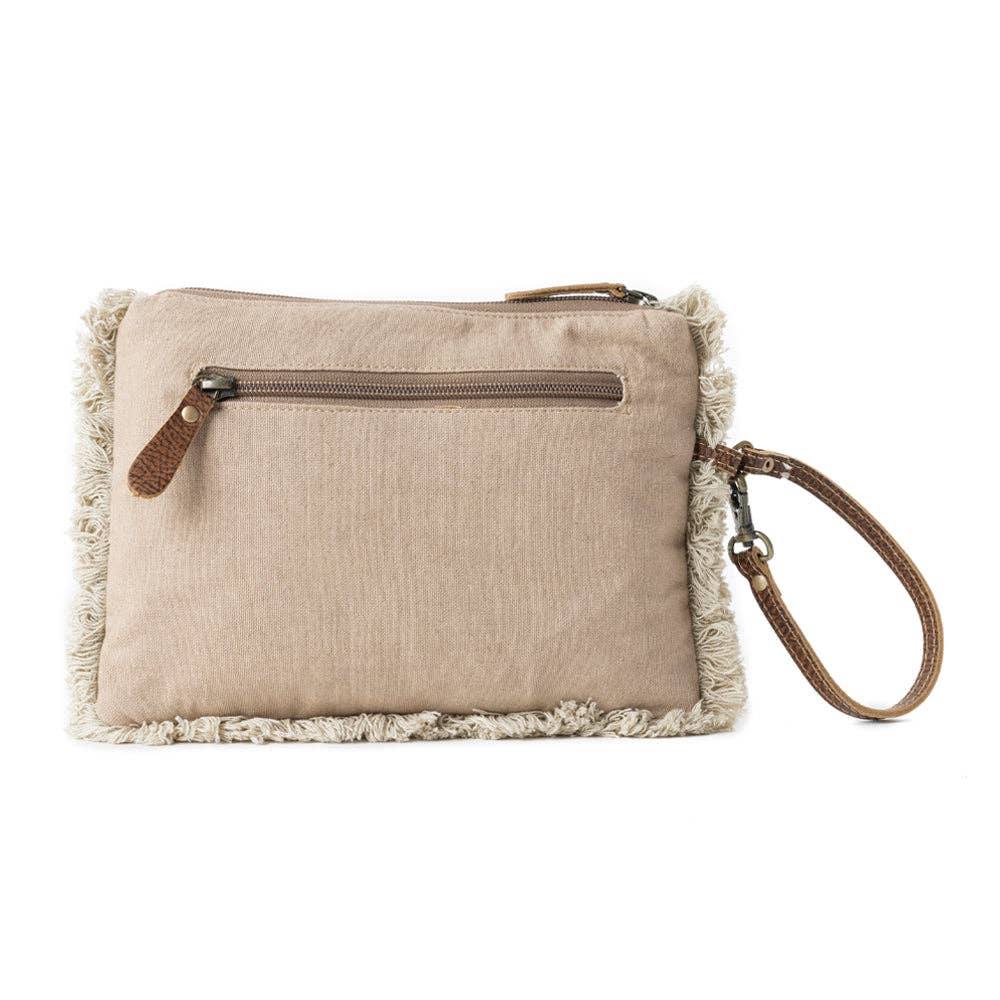 Meadow Lace Embroided Pouch in Ivory Bloom