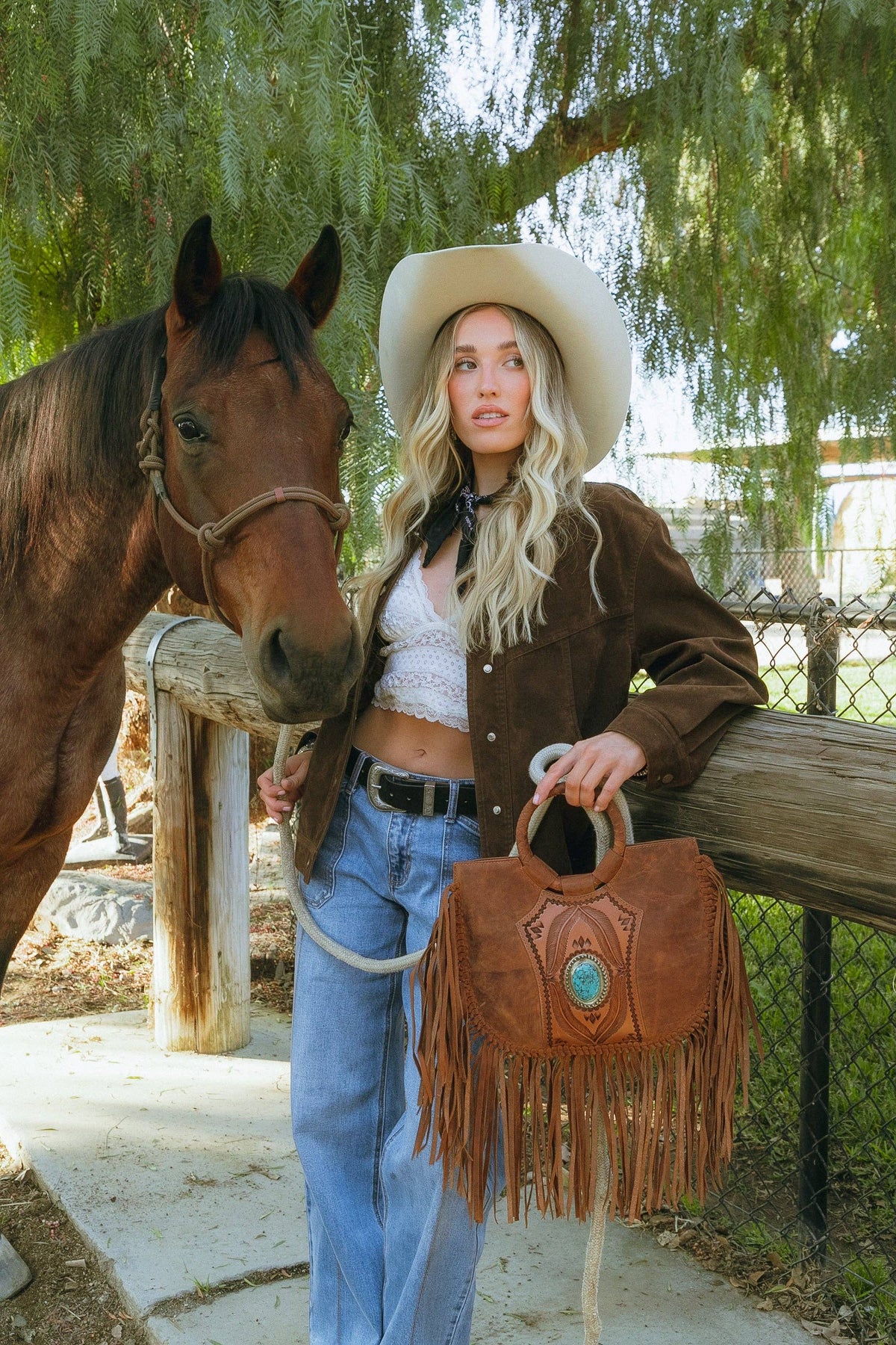Sedona Tassle Bag In Saddle Brown