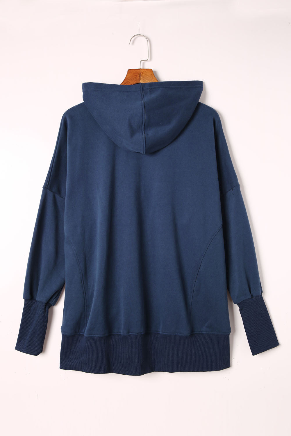 Gray Batwing Sleeve Pocketed Henley Hoodie