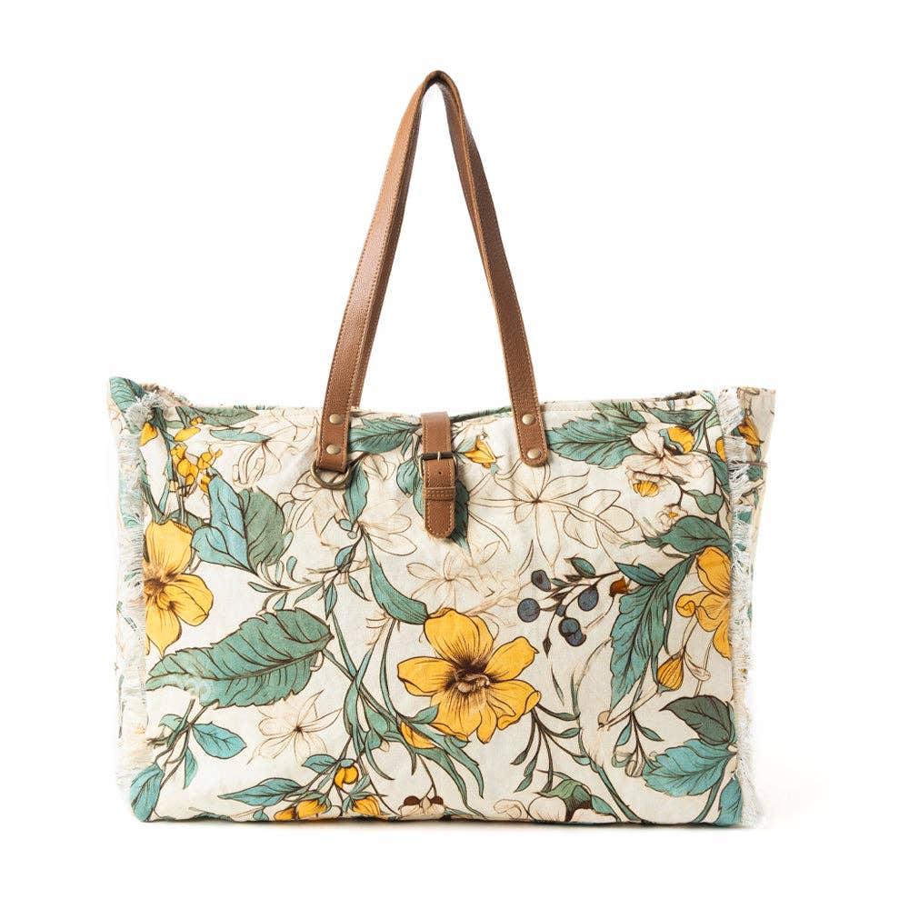 Lovely Florals Weekender Bag In Light Green: Single