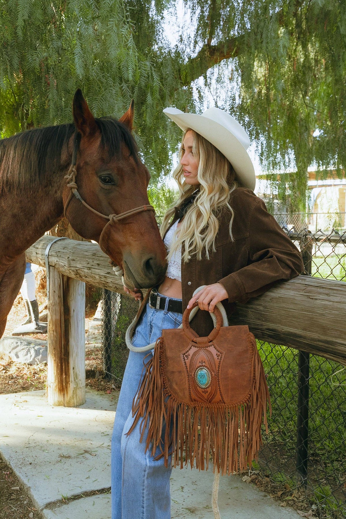 Sedona Tassle Bag In Saddle Brown