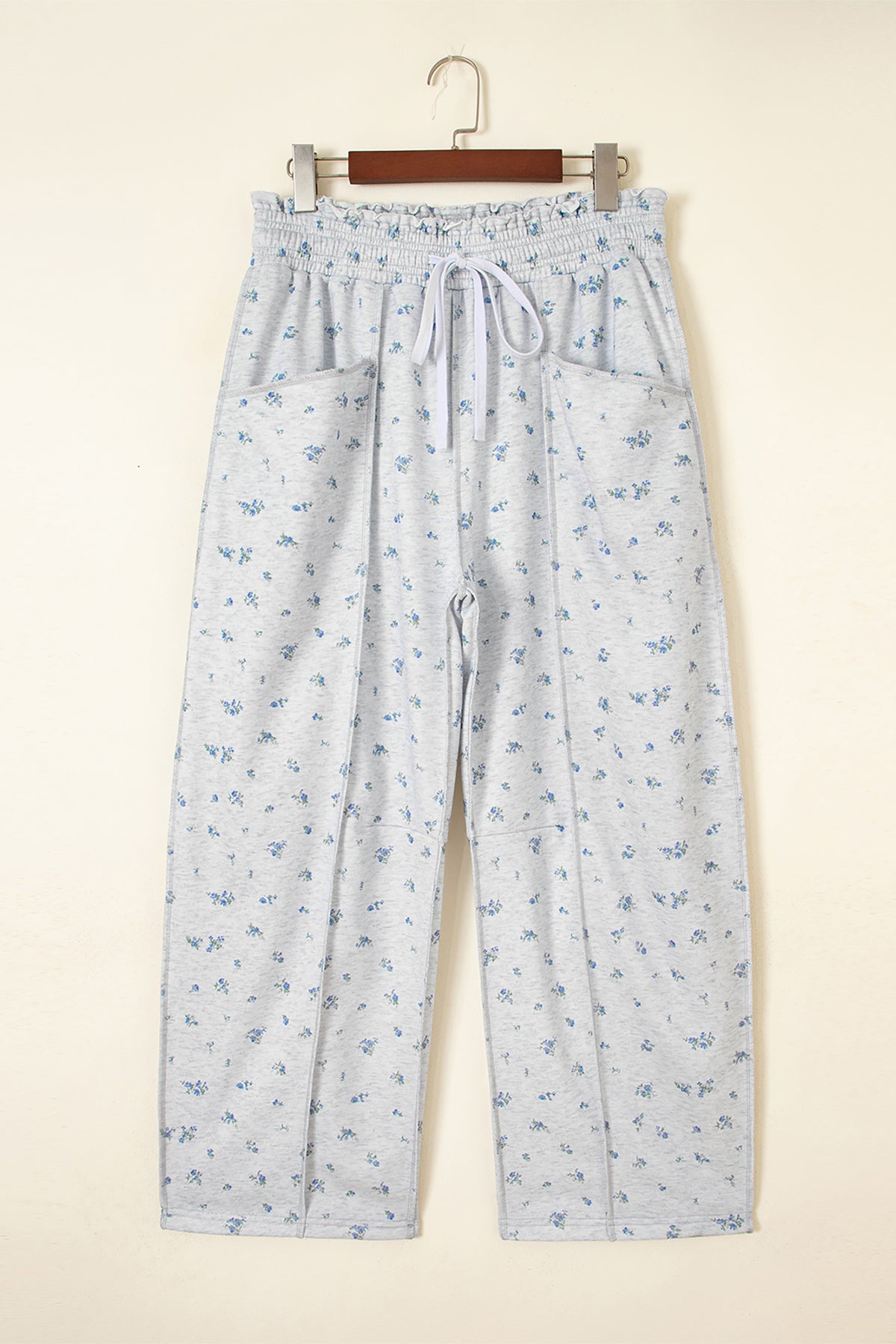 Dainty Gray Floral Print Pants