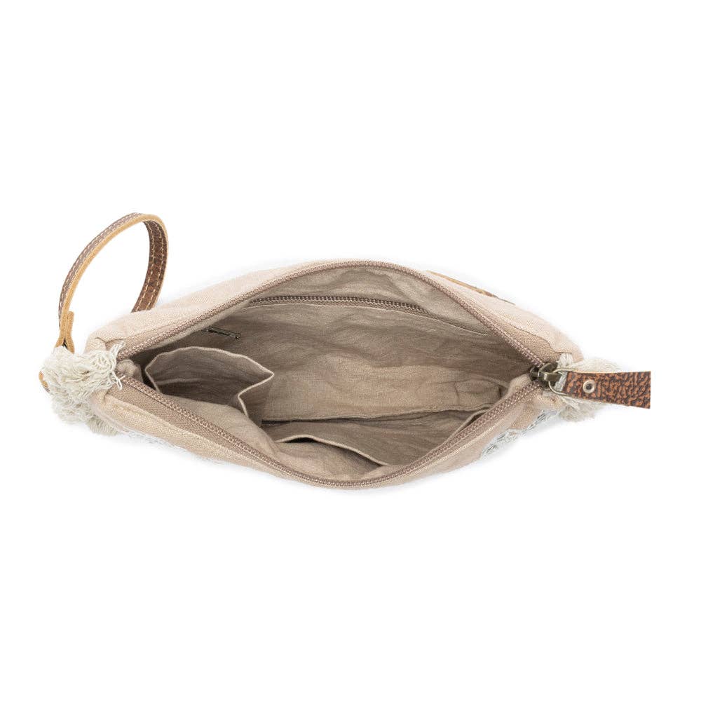 Meadow Lace Embroided Pouch in Ivory Bloom
