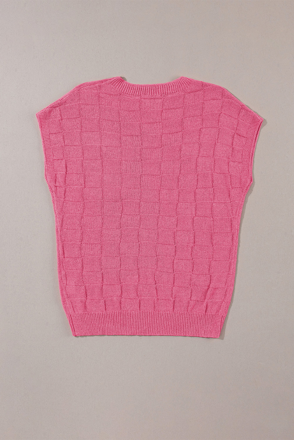Dusty Pink Lattice Knit Short Sleeve Sweater