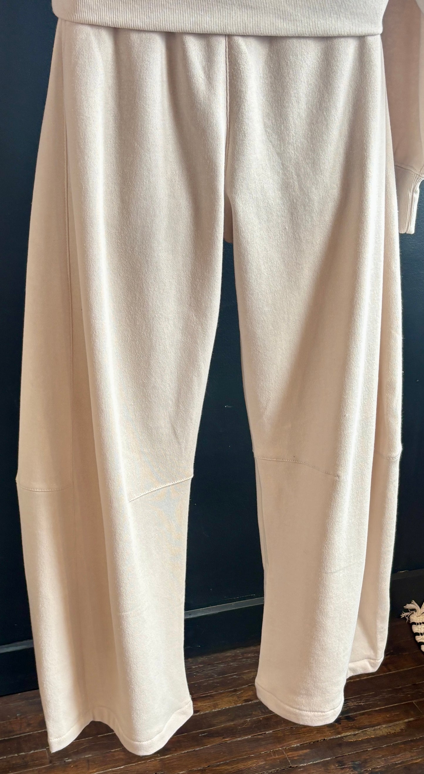 Beige Baggy Barrel Sweatpants