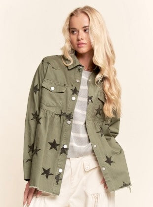 Star Printed Babydoll Snap Jacket