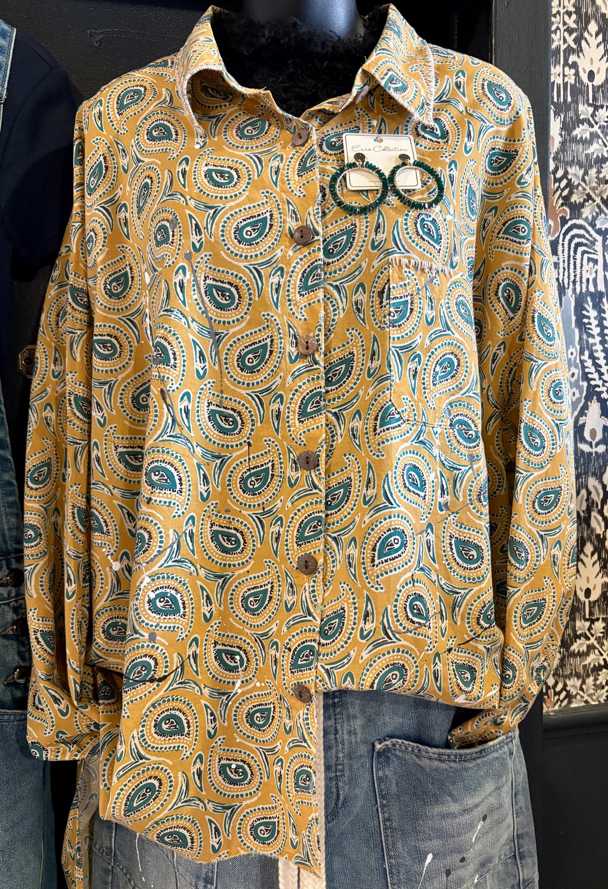 Star Dreamer Top in Mustard Paisley