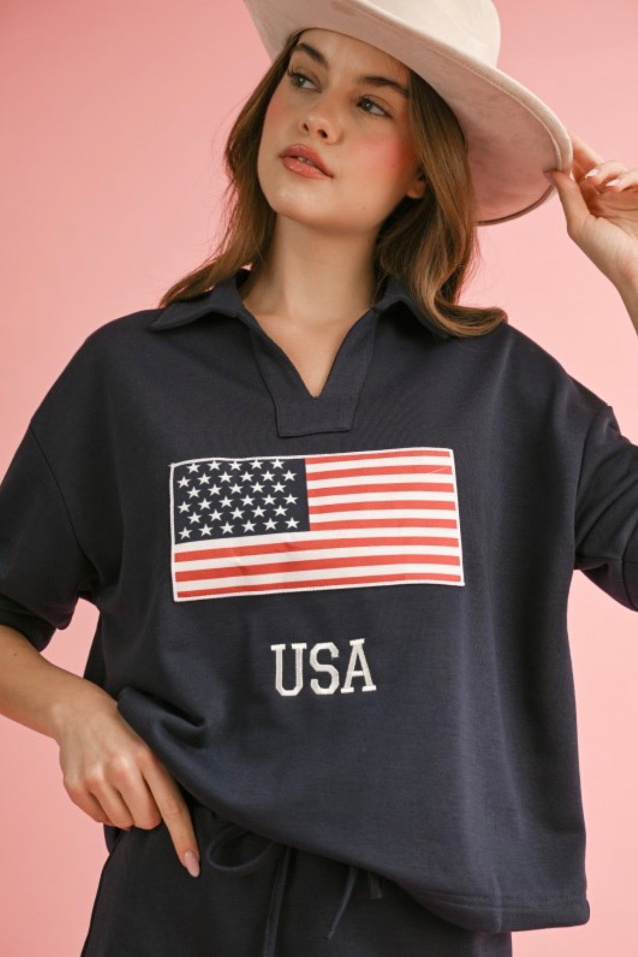 4th of July USA Collared Top and Skirt Set