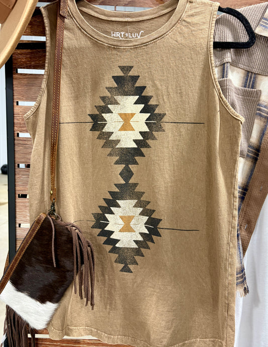 Vintage Aztec Mineral Graphic Tank Top