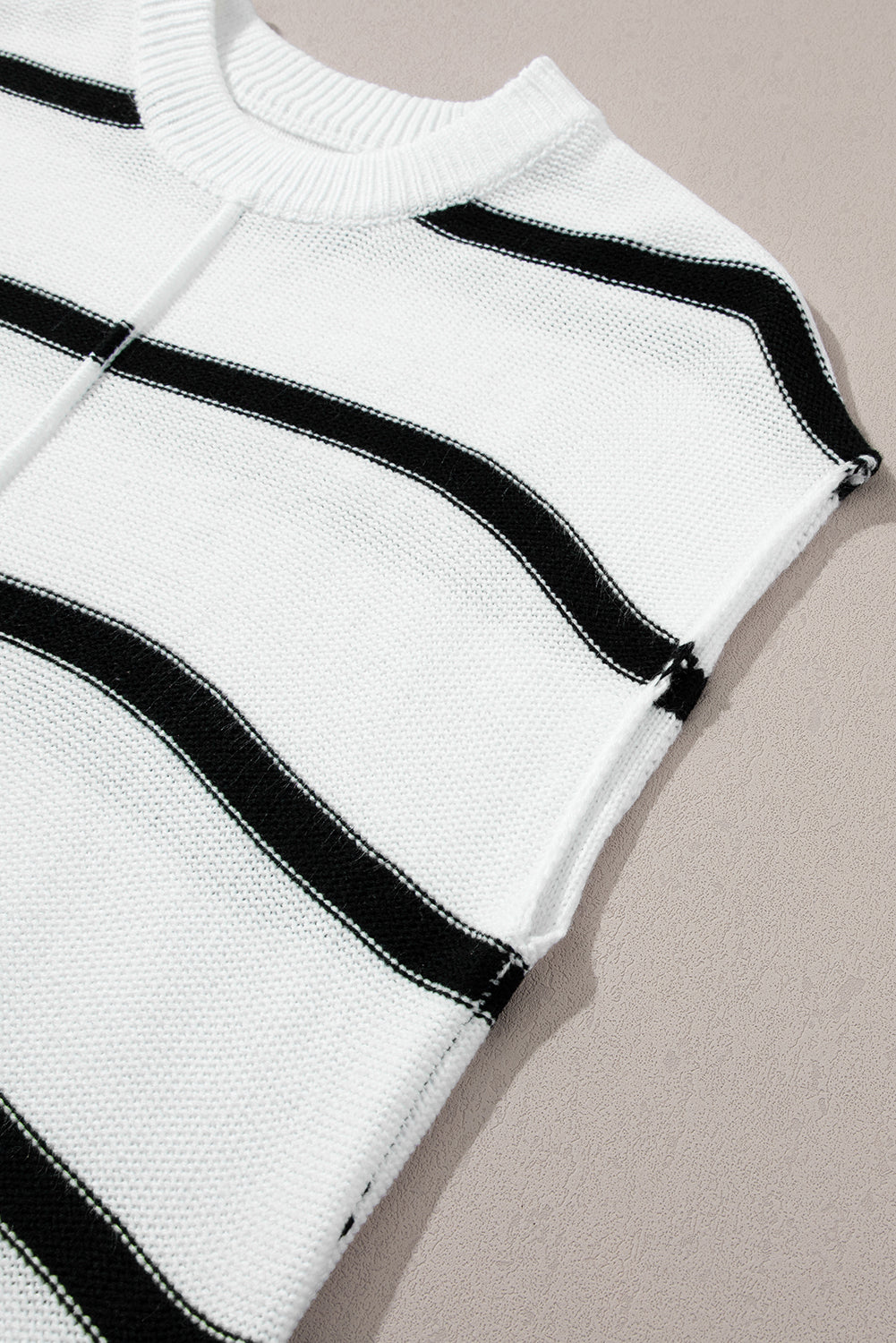 White Striped Batwing Sleeve Sweater Top