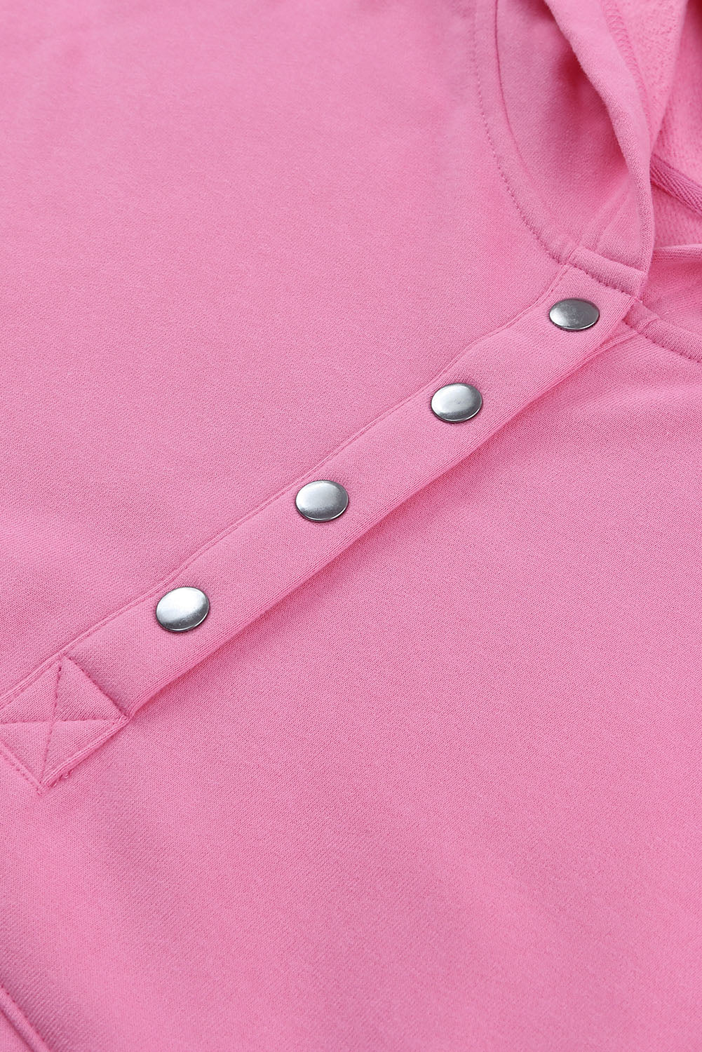 Gray Batwing Sleeve Pocketed Henley Hoodie