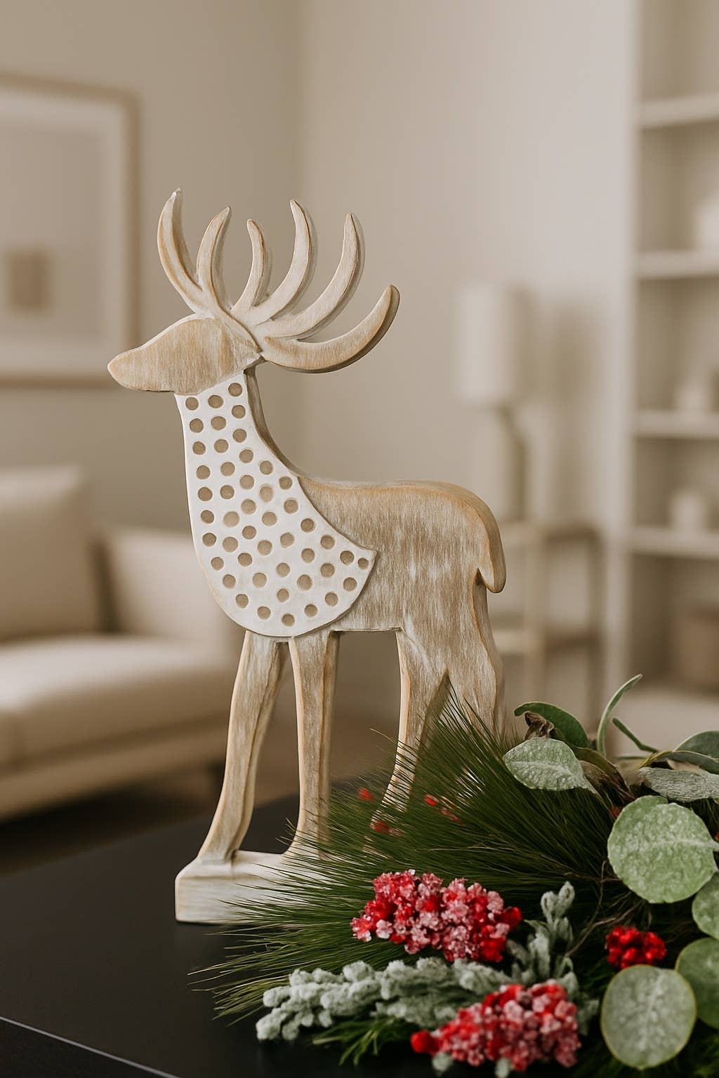 Wooden Beaded Reindeer 16x10in