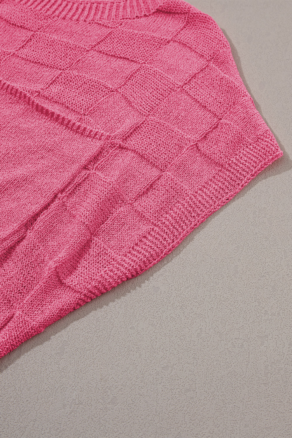 Dusty Pink Lattice Knit Short Sleeve Sweater