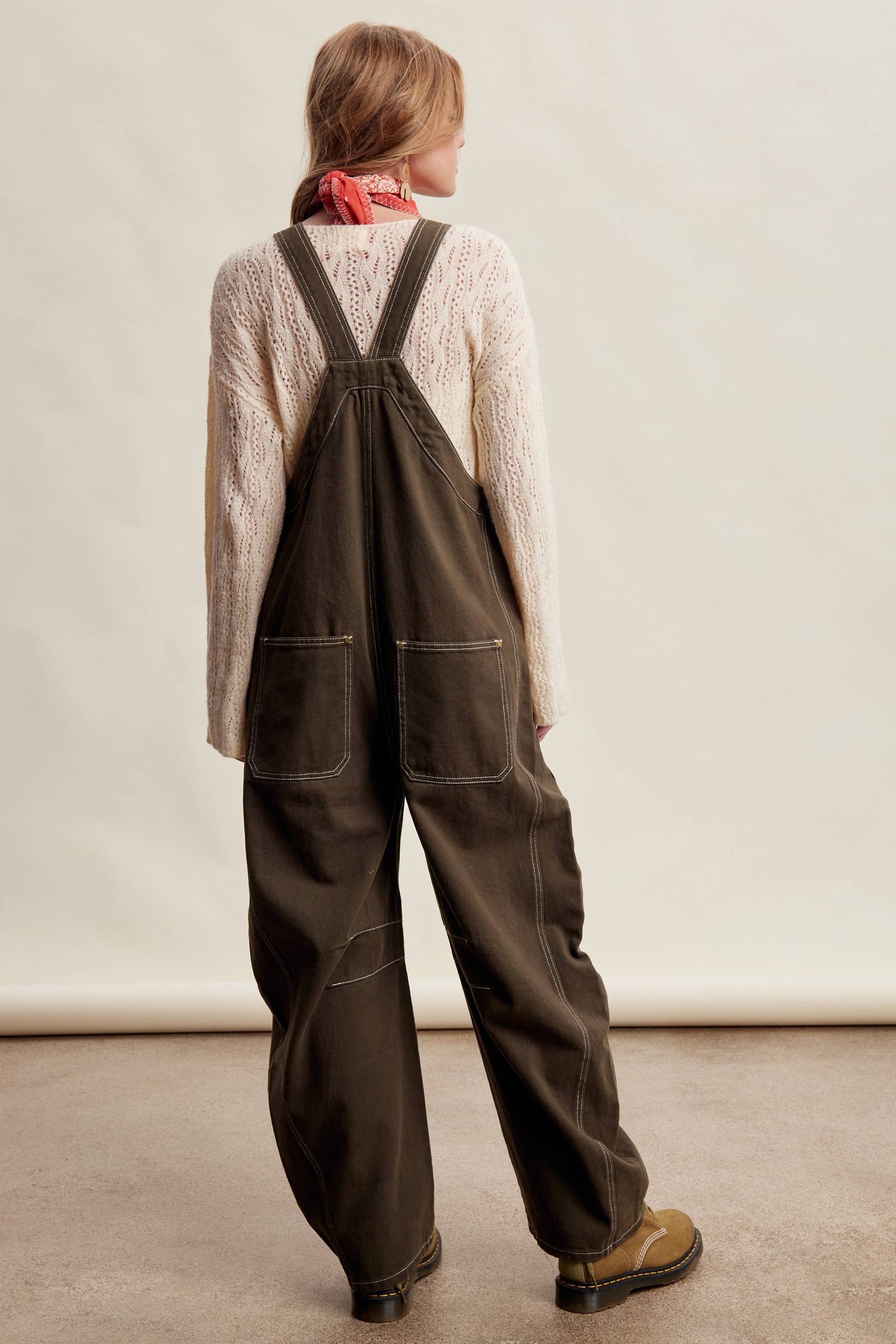 Olive Barrel Leg Utility Overall