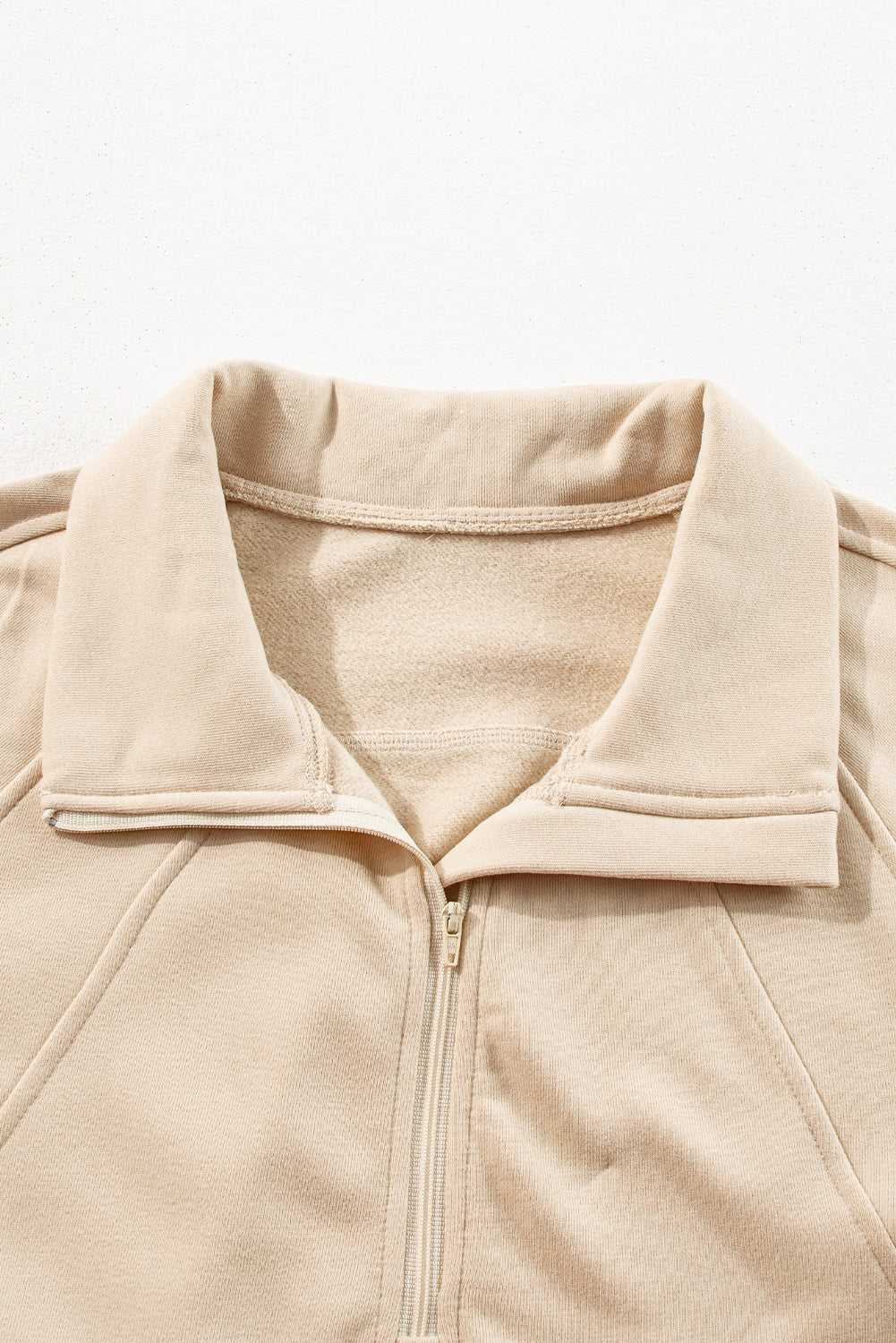 Bonbon Fleece Lined Zip Up Stand Collar Thumbhole Sleeve Sweatshirt